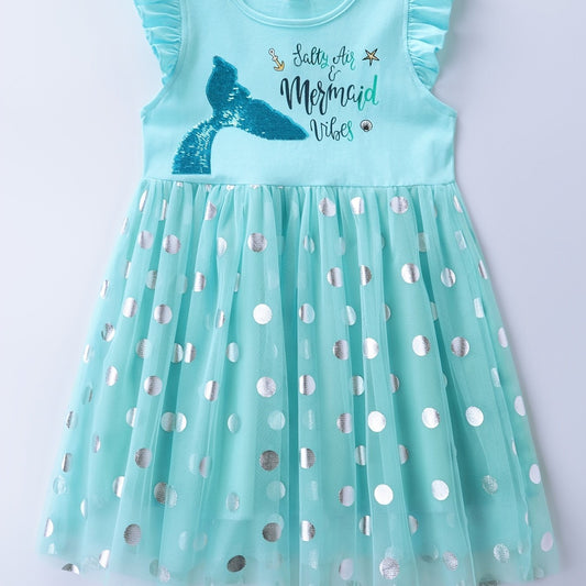 Toddler Girls Mermaid Tail Mesh Dress for Beach Vacation
