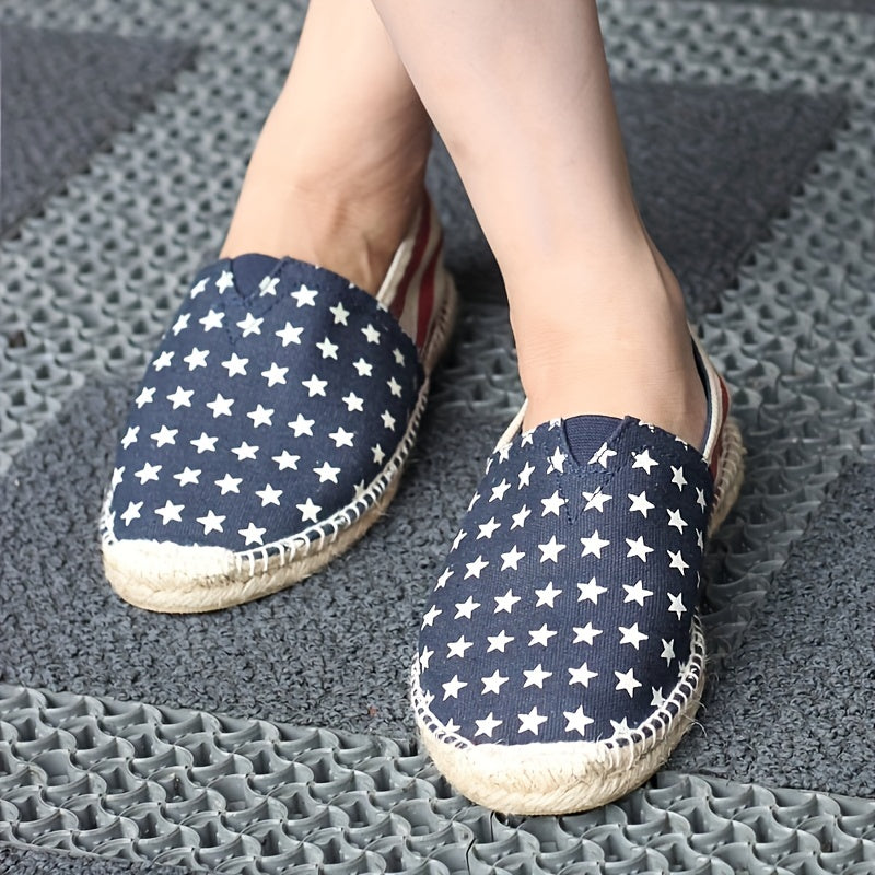 Women's Star Pattern Canvas Slip-On Shoes Lightweight & Comfortable