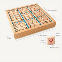 Wooden Sudoku Board Game with Drawer 2 in 1 Dual Grid Puzzle & Brain Teaser Toy