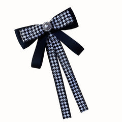 Houndstooth Bow Tie Double Layer Brooch Neck Ties