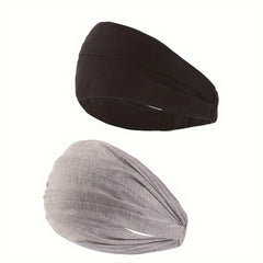 2pcs Wide Headband Stretch Hair Band Turban Head Wrap Scarf