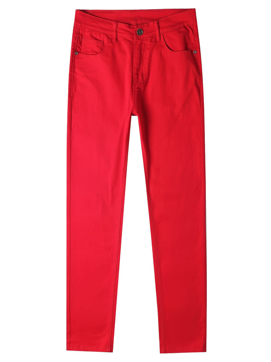Vintage Slim Fit Red Denim Pants