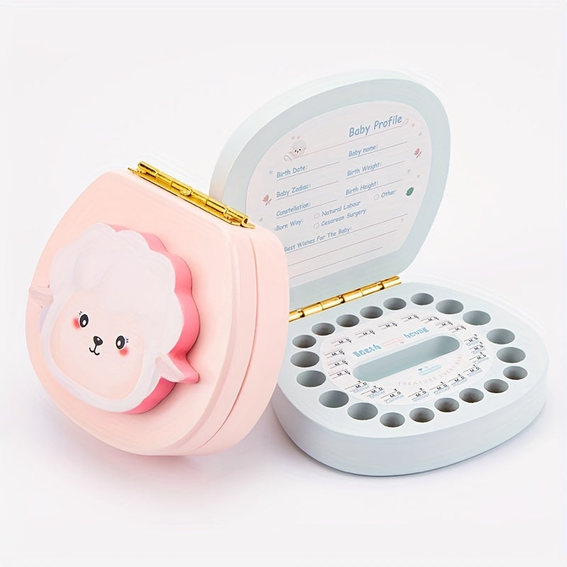 Wooden Tooth Box Keepsake For Baby Girls Pink Lamb