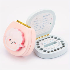 Wooden Tooth Box Keepsake For Baby Girls Pink Lamb