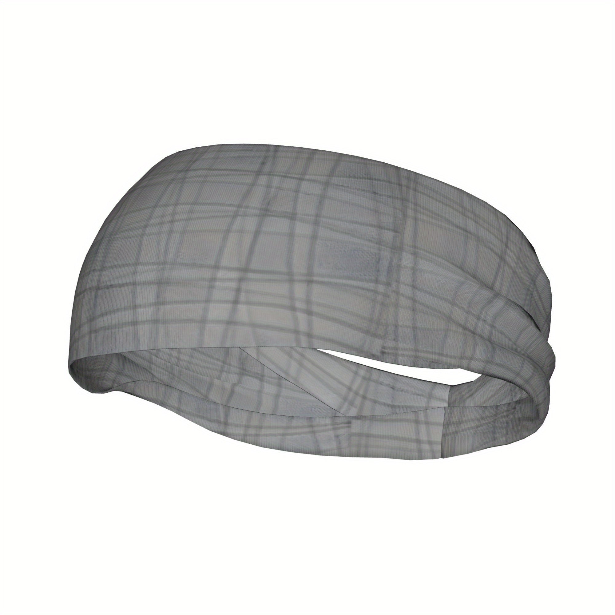 Vintage Plaid Headband Elastic Fit Gray & Checkered Pattern