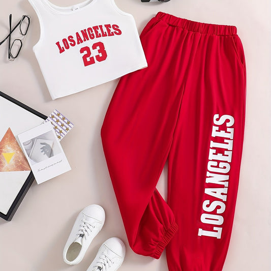 Girls Casual Tank Top & Pants Set For Summer Holiday Party