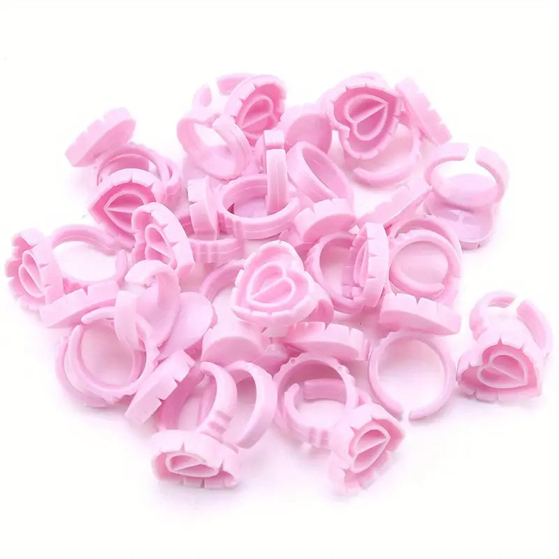 25pcs Heart Glue Rings for Eyelash Extensions Lash Glue Holders