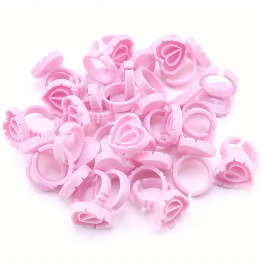 25pcs Heart Glue Rings for Eyelash Extensions Lash Glue Holders