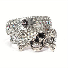 Rhinestone Bone Buckle Belt Punk Jeans Belt