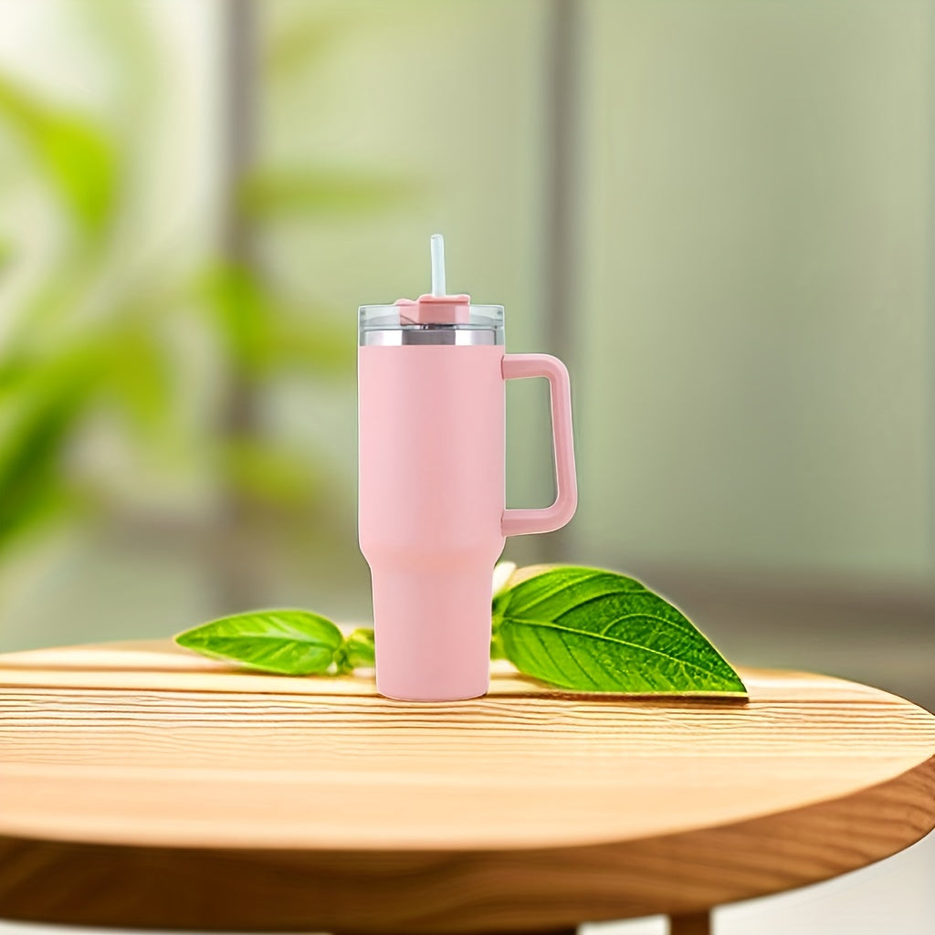 Stainless Steel Tumbler with Straw - Keeps Drinks Cold, Hot, or Iced