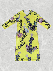  Women's Floral Maxi Dress V Neck Long Sleeve Pockets