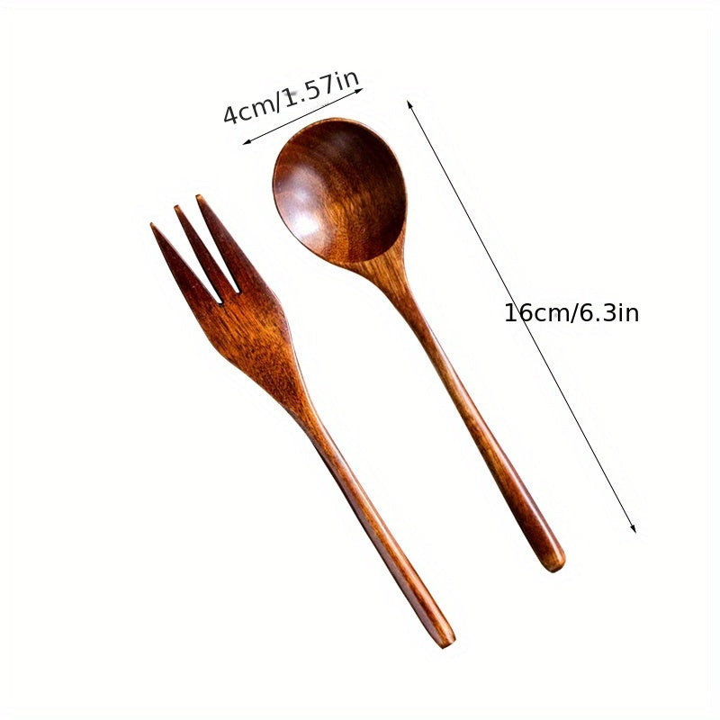 Wooden Spoon & Fork Set - Ideal for Every Kitchen