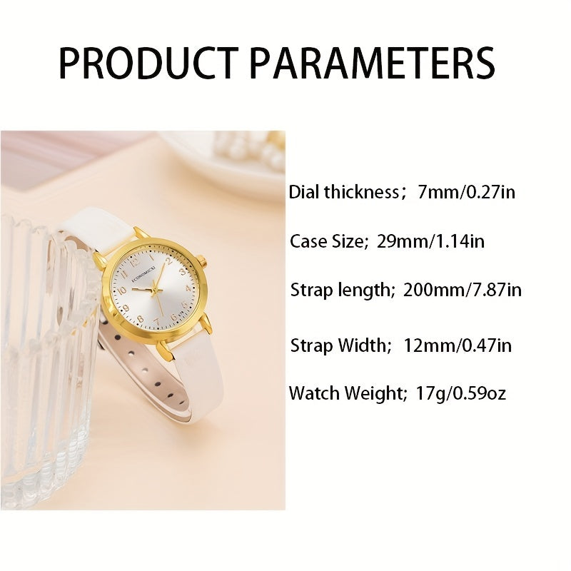 5pcs Casual High School Students Number Shell Band Quartz Watch