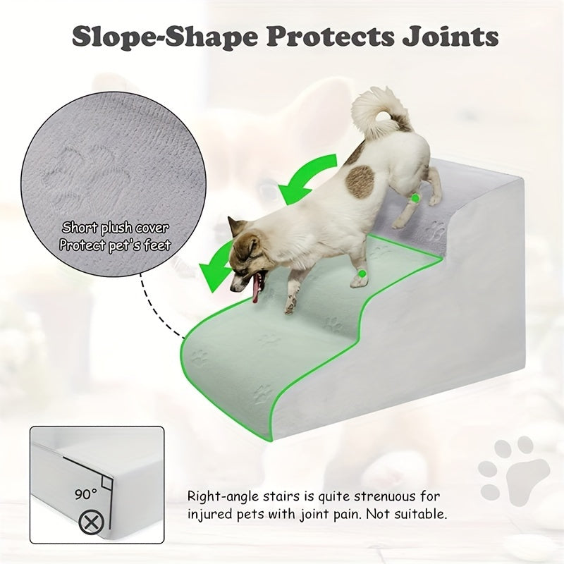 3-Step Pet Stairs for High Beds and Couch, Folding Dog Steps