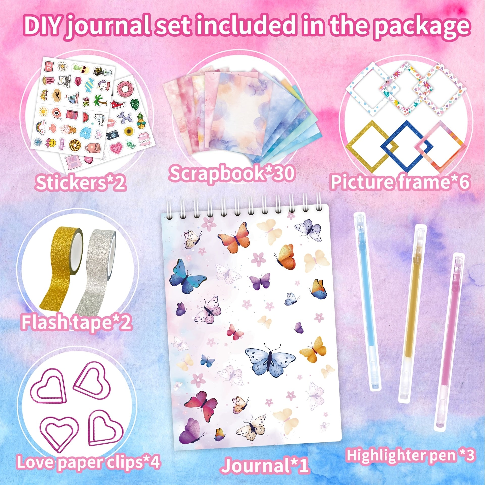 48pcs DIY Scrapbook Journal Kit Art Supplies Gift Set