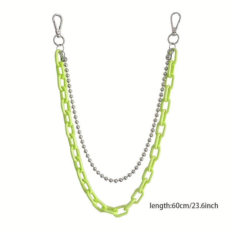 Fluorescent Acrylic Chain Jeans Metal Chain Hip Hop Chain Pendant