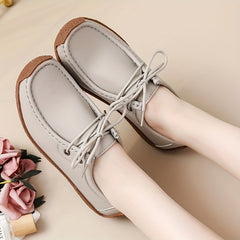 Women's Lace Up Loafers Square Toe Flats