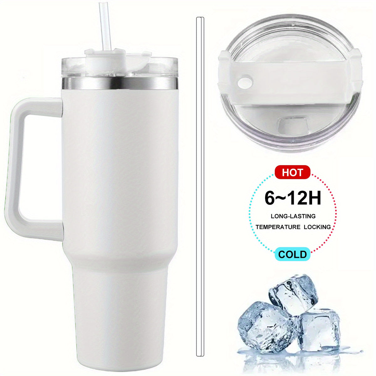 Stainless Steel Vacuum Flask 40oz with Handle, Thermal Bottle for Coffee