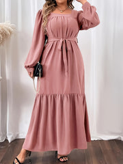  Square Neck Maxi Dress Women's Long Dress