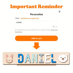 Personalized Name Puzzle with Handle Custom Wooden Letter