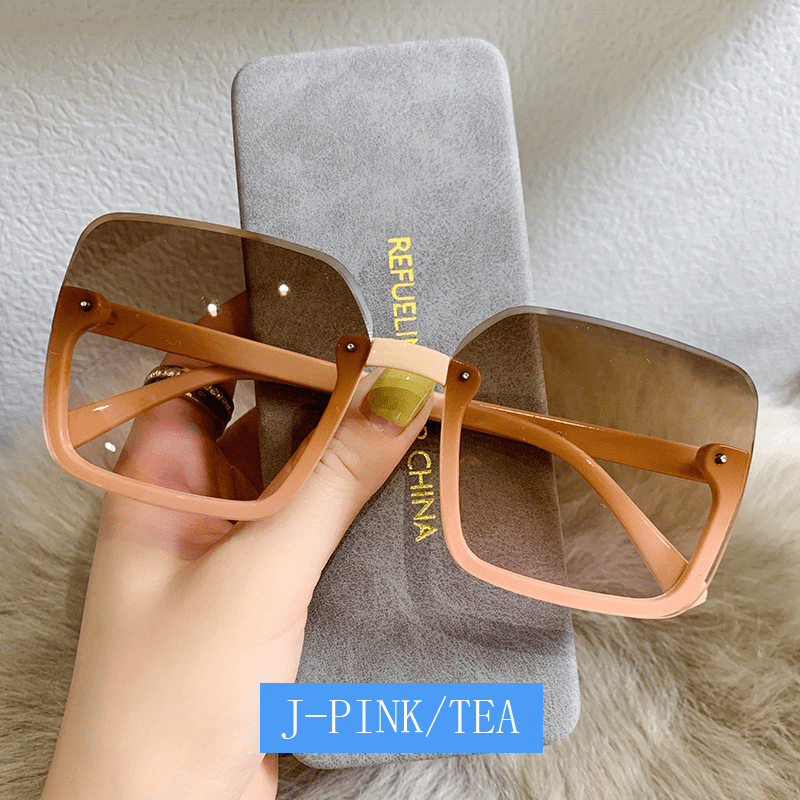 Square Semi Rimless Sunglasses Retro Gradient UV400 Sun Shades