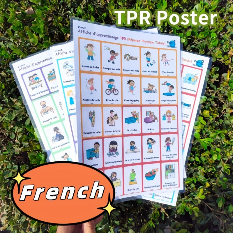 TPR French Learning Posters: 100 Key Phrases & Images - Kids & Beginners