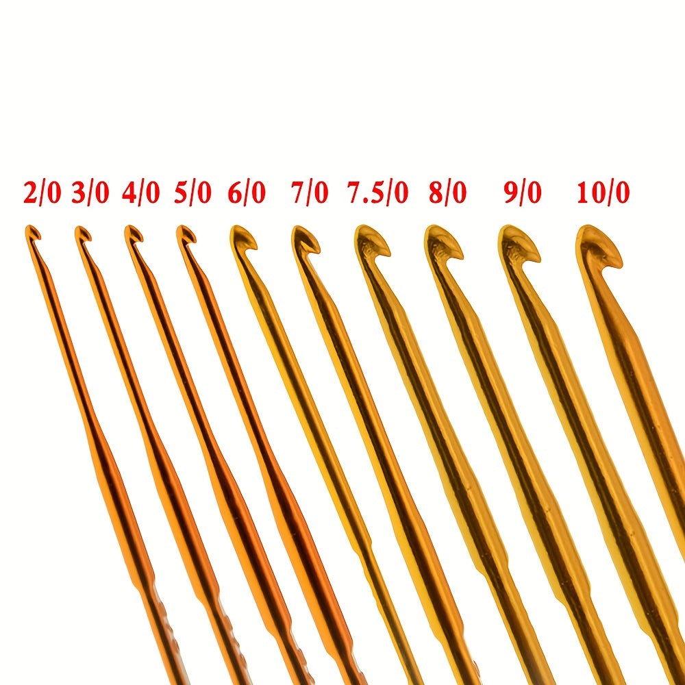 10pcs Aluminum Alloy Craft Crochet Hook Kit For Beginners