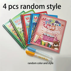 4pcs Magic Water Pens and Reusable Sketchbook for Kids