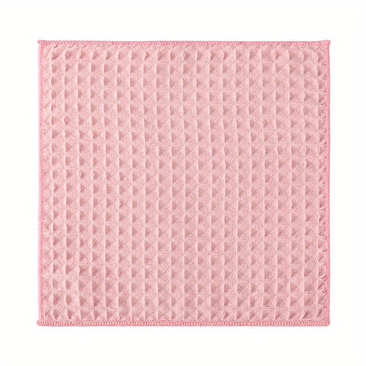 6pcs Microfiber Waffle Plaid Washcloths Absorbent Soft Bathroom Kitchen Cleaning