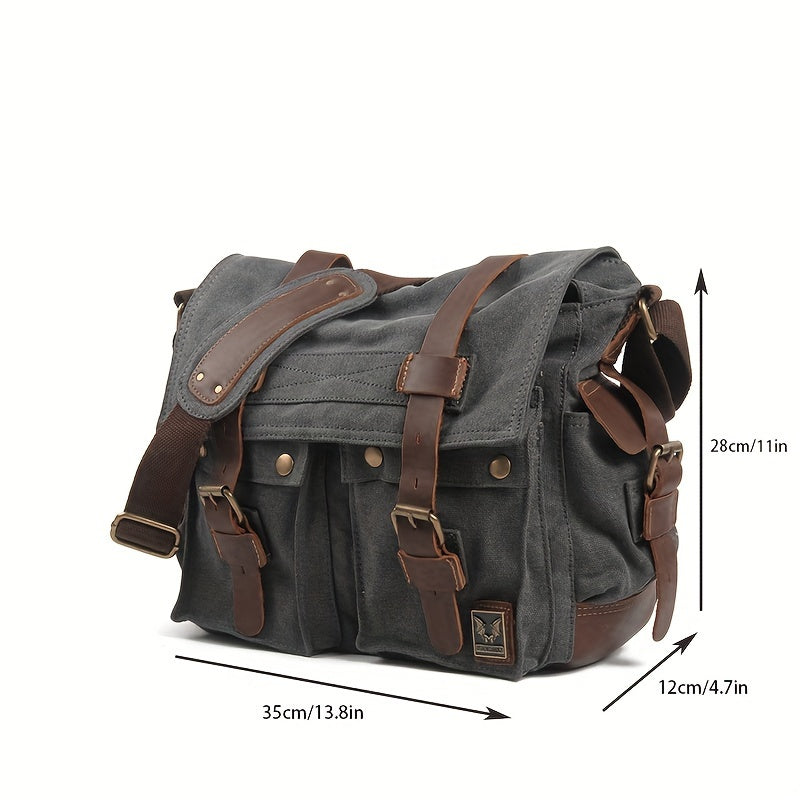 Vintage Canvas Messenger Bag Large Capacity Shoulder Bag
