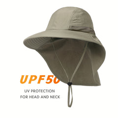 Wide Brim Hiking Hat Women Men With Neck Flap Sun UV Protection