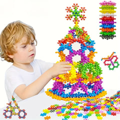 3D Snowflake Building Blocks Set Mixed Plastic Puzzle DIY Educational Toy