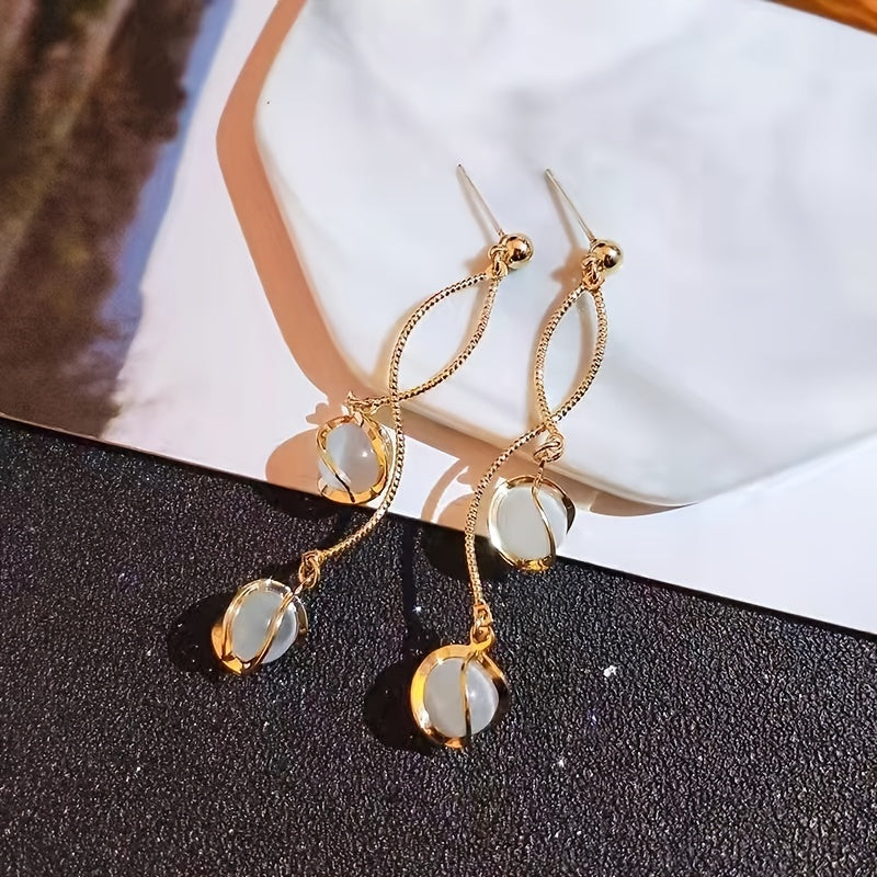 Tassel Opal Earrings Women Girls Party Prom Decor