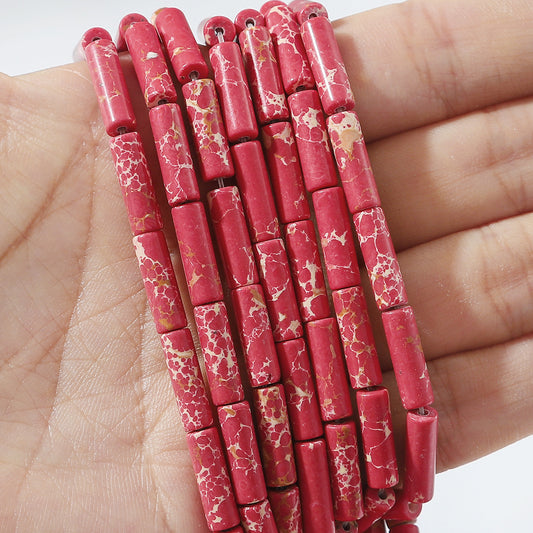 30pcs Natural Stone Synthetic Tube Beads for Jewelry Making