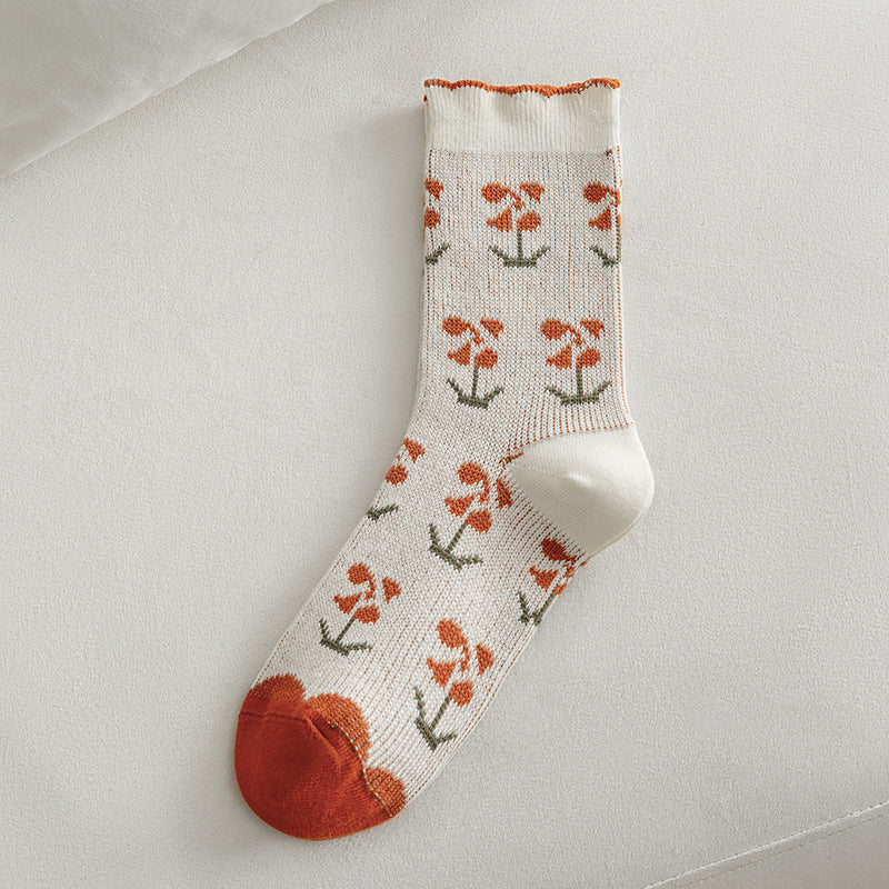 3 Pairs Women's Retro Medium Tube Socks