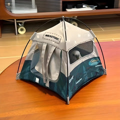 Mini Grey Doll Tent Portable Camping Scene Accessory Mesh Windows & Storage
