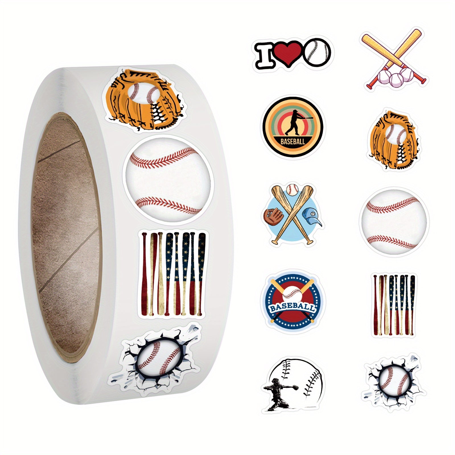 500pcs Baseball Vinyl Stickers Waterproof For Laptop Scrapbook Luggage