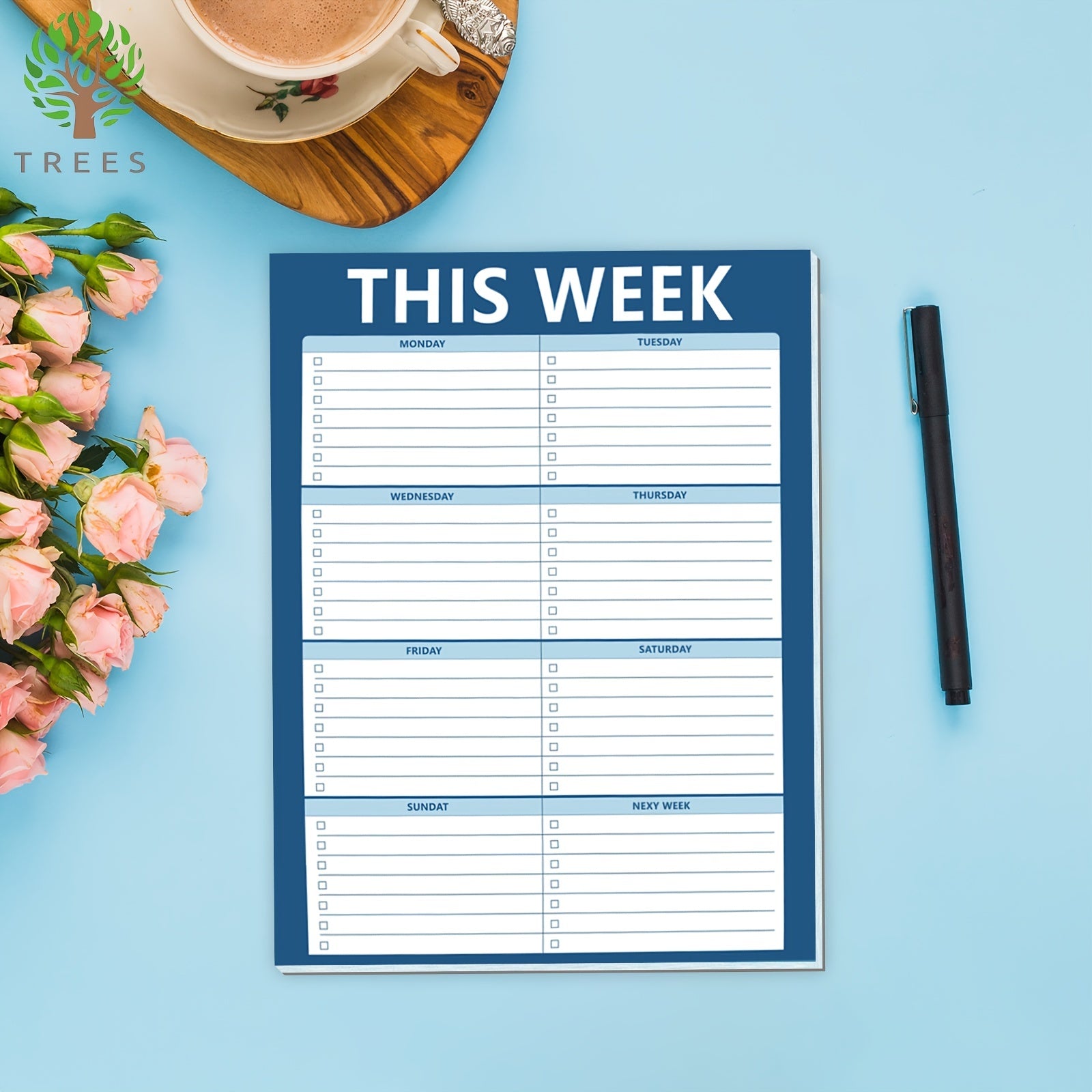 Trees Weekly Planner Notepad 52 Sheets Tear Off Undated Weekly To Do List