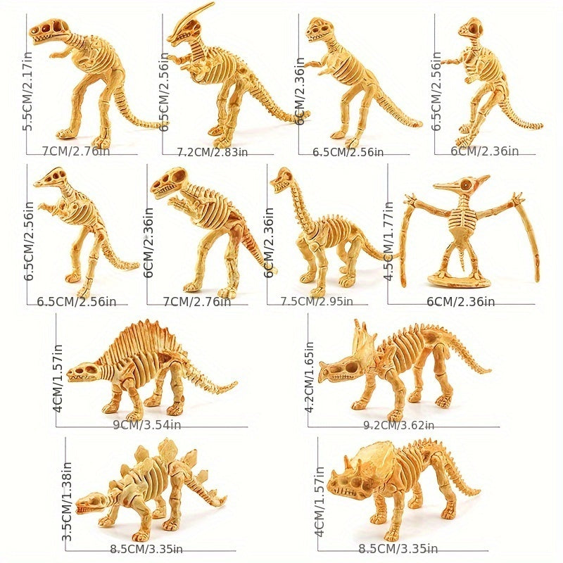 Dinosaur Skeleton Toys Set - T-Rex, Brachiosaurus, Triceratops