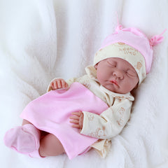 Realistic Reborn Baby Doll in Sleeping Pose with Pink Bunny Outfit