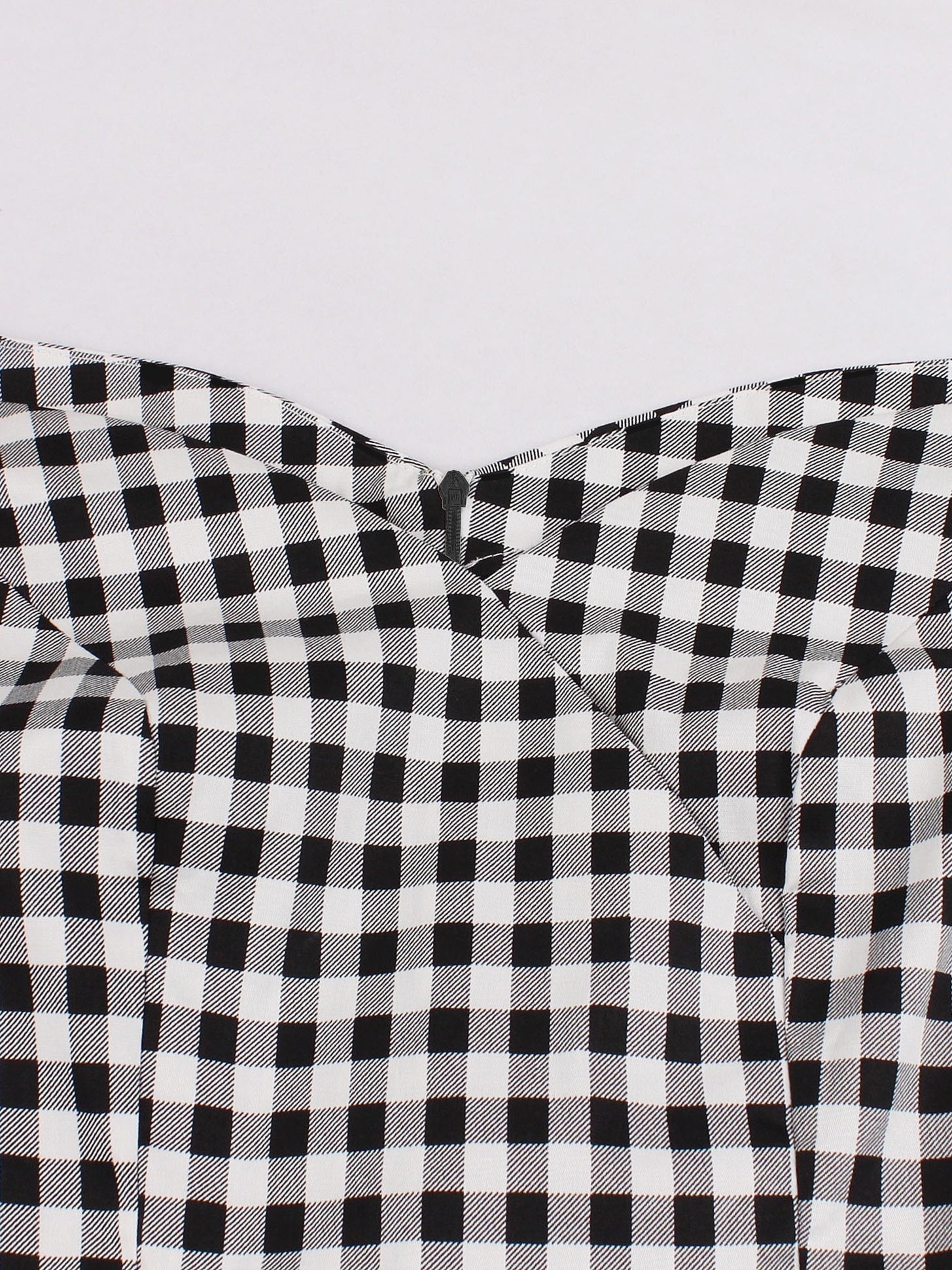  Gingham Print V-Neck A-Line Dress