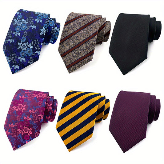 6 Packs Men's Striped Paisley Waist Flower Tie Combination