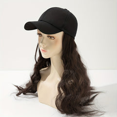 Long Curly Wavy Wig Hat Combo Synthetic Wig Heat Resistant for Daily Use