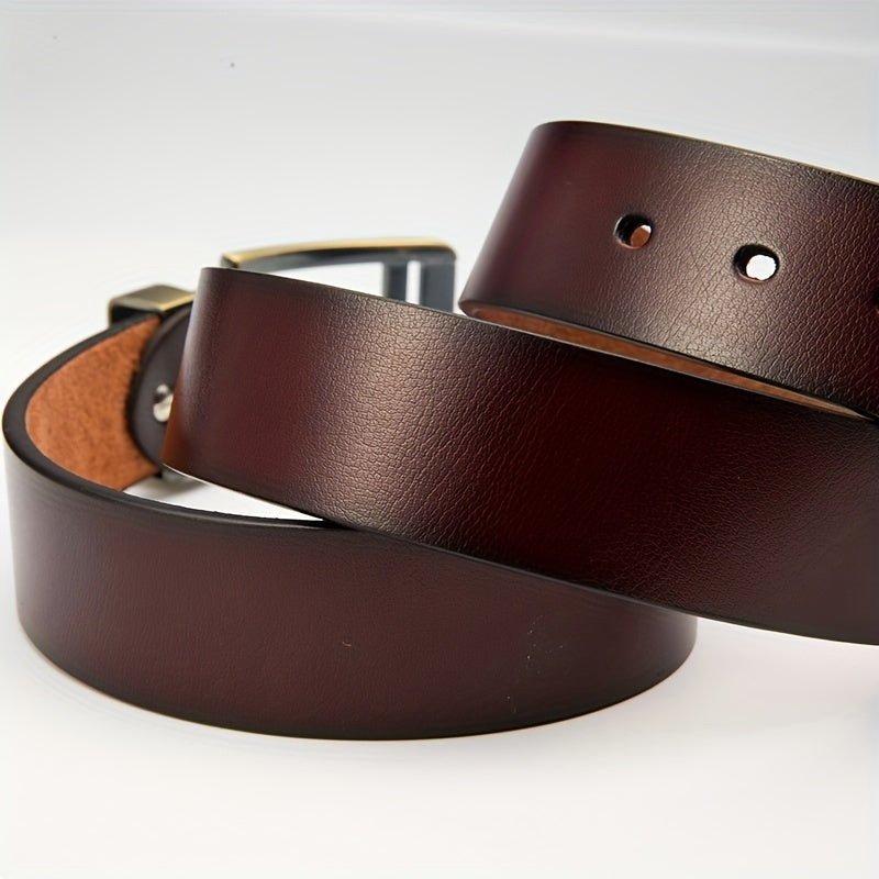 Men's PU Leather Business Belt Square Buckle Waist Strap Belt