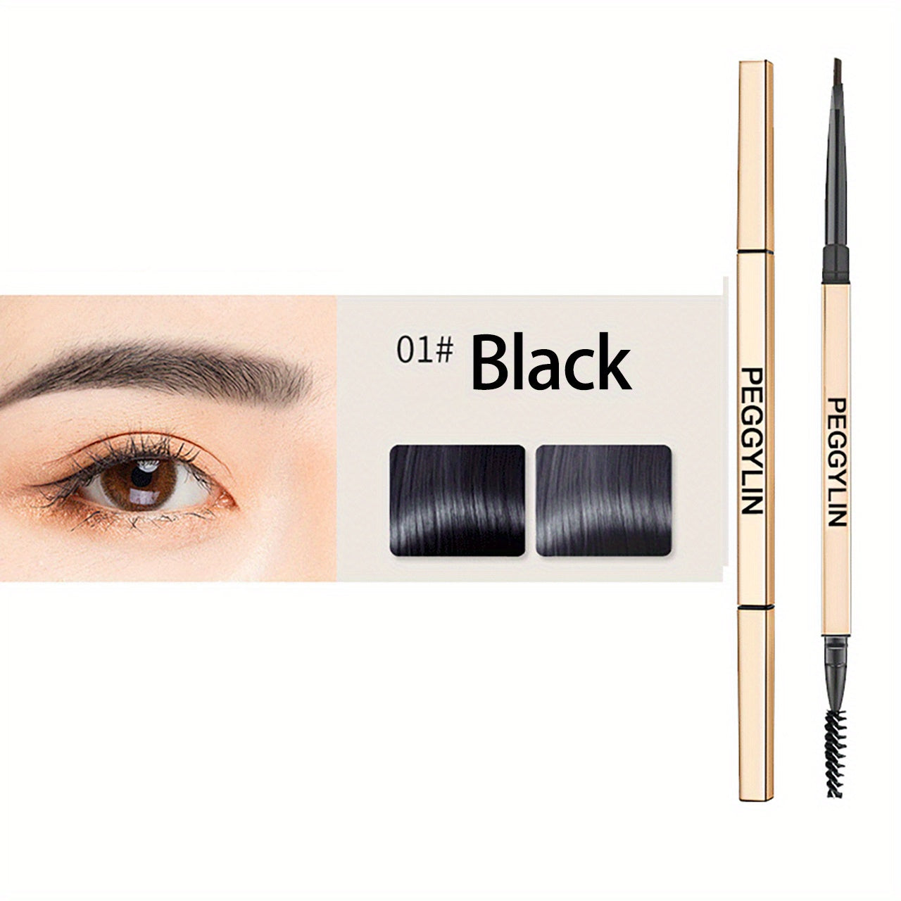 Triangle Tip Waterproof Eyebrow Pencil Golden Tube