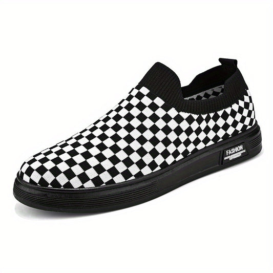 Men's Slip-on Checkered Skate Shoes Good Grip Breathable Loafers