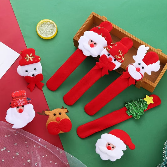 2pcs Christmas Snap Bracelets Assorted Patterns Slap Wristband