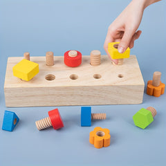 Wooden Screw Pairing Toy Shape Recognition Game Interactive Playset