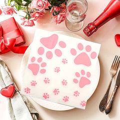 20pcs Dog Print Birthday Paw Prints Theme Pink Party Supplies