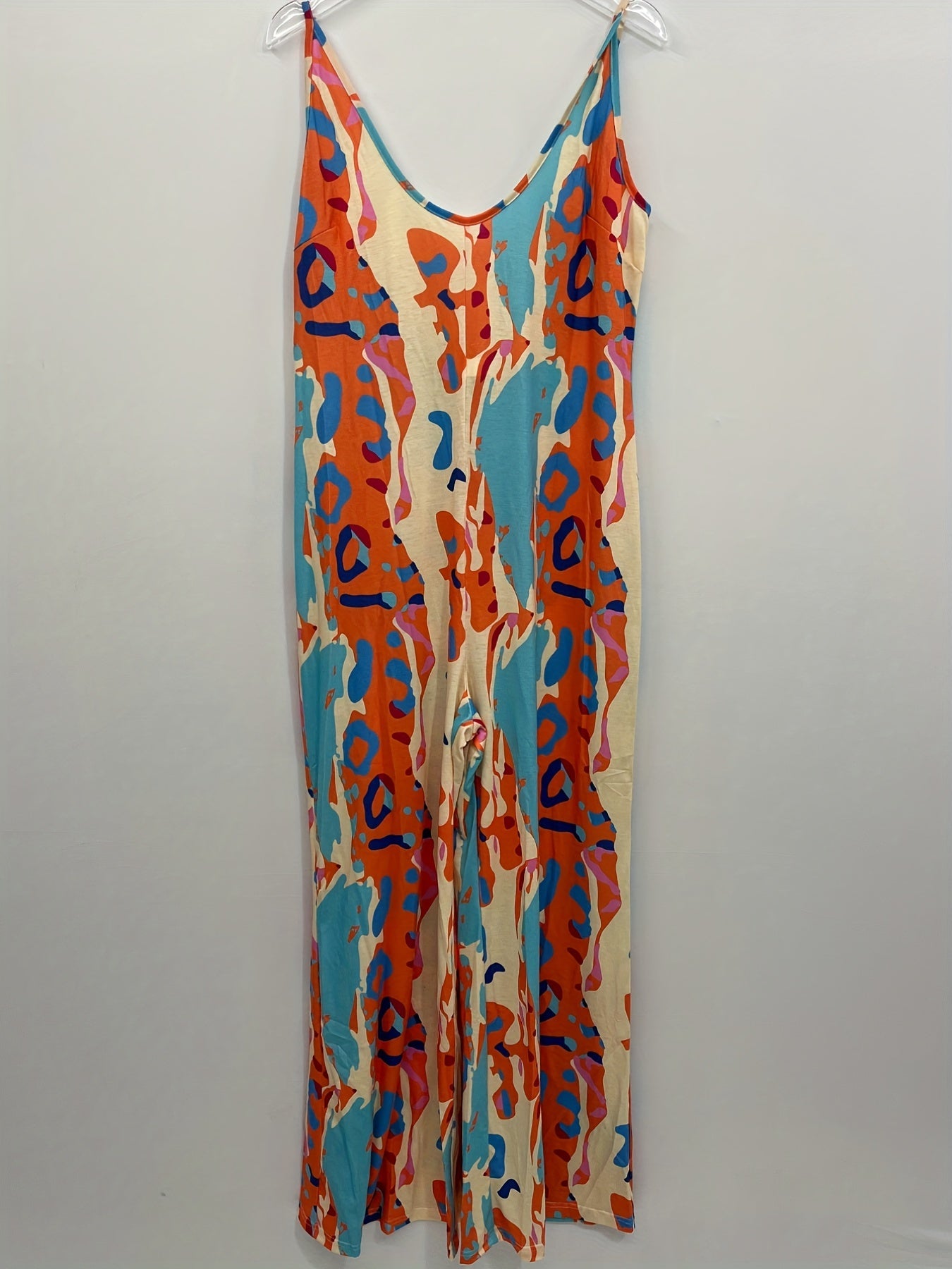  Sexy Jumpsuit Women's Plus Contrast Print Wide Leg Cami Jumpsuit